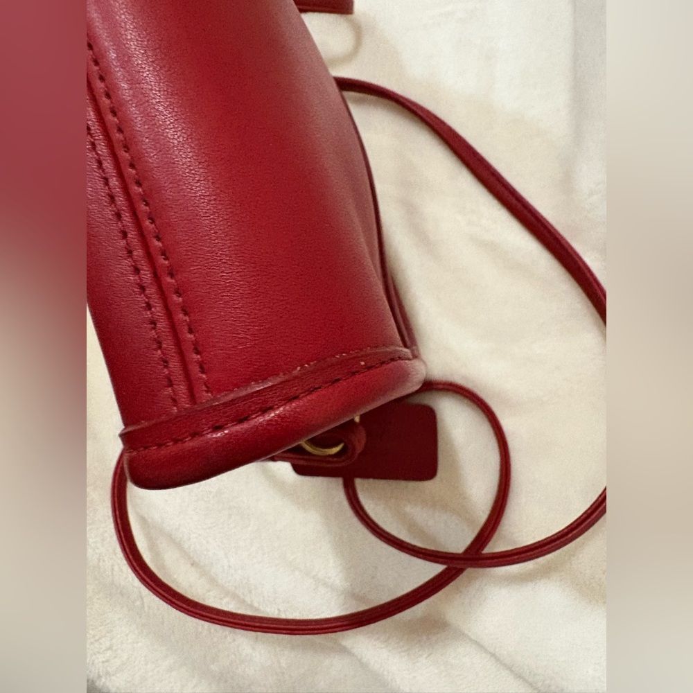 🚨VINTAGE 1997 COACH ABBIE RED LEATHER ZIP CLOSURE CROSSBODY - Picture 13 of 17